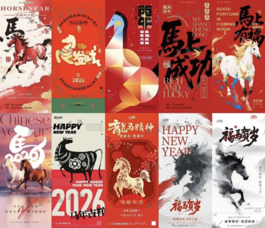 80款2026马年新年海报PSD素材