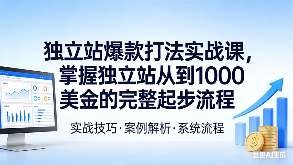 独立站爆款打法实战课,掌握独立站从 0 到 1000 美金的完整起步流程