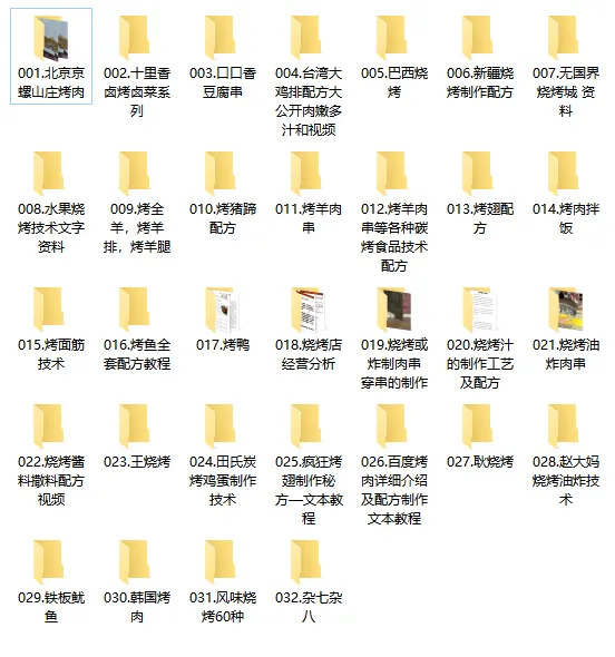 32套各类烧烤炭烤小吃技术合集，打工的牛马们，学门技术备个后路