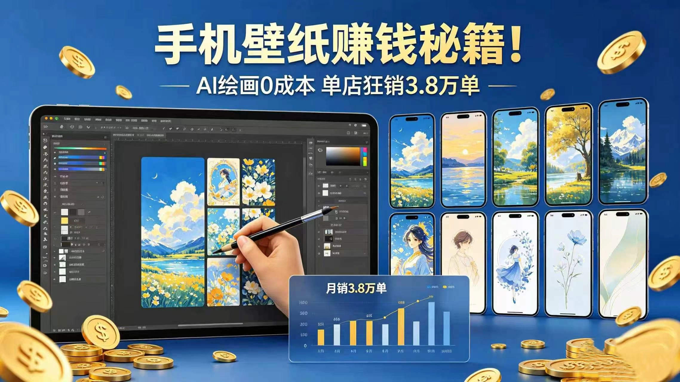 手机壁纸赚钱秘籍！AI 绘画 0 成本 单店狂销 3.8 万单 第1张