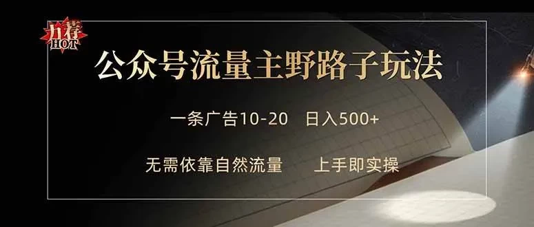 公众号流量主野路子玩法 单条广告10-20元 日入500+ 第1张
