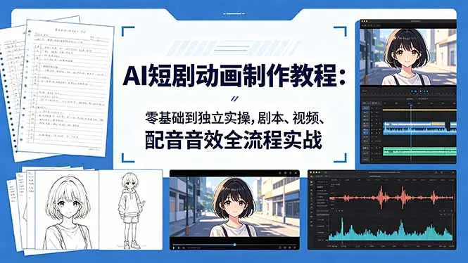 AI短剧动画制作入门:零基础到独立实操,剧本、视频、配音音效全流程实战 AI短剧动画制作入门:零基础到独立实操,剧本、视频、配音音效全流程实战