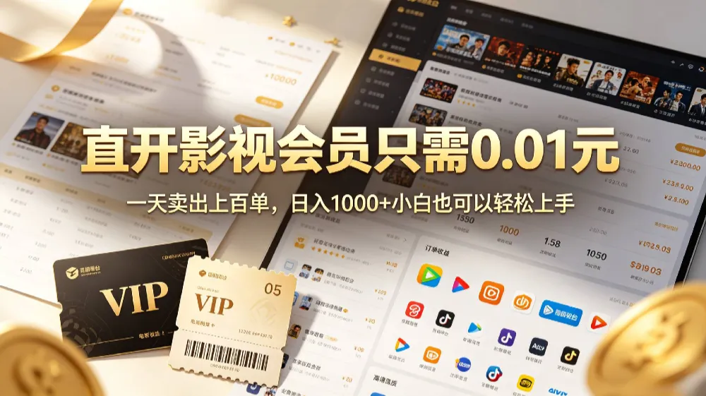 0成本撸影视会员，一天净赚1000+，小白也可以轻松上手，可扩大复制