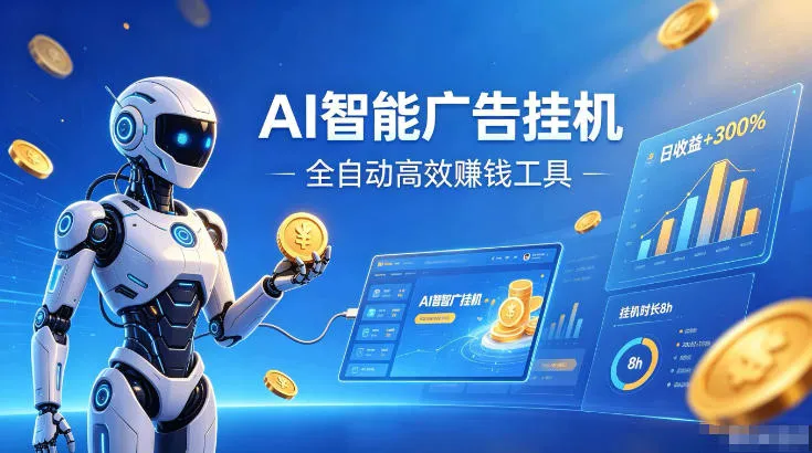 AI智能广告挂G,在家自动賺收益,全程无需人工操作、不用直播、不用拉人