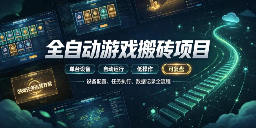 实现全自动游戏搬砖躺賺,每日稳定收益千元,近几年最稳,一台设备就能做!