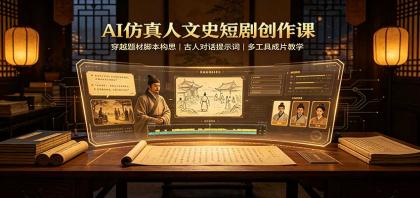 AI仿真人文史短剧创作课:穿越题材脚本构思,古人对话提示词,多工具成片教学-颜夕资源网-第23张图片 AI仿真人文史短剧创作课:穿越题材脚本构思,古人对话提示词,多工具成片教学