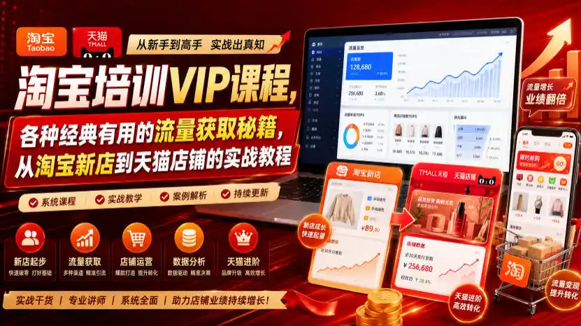 淘宝培训VIP课程,各种经典有用的流量获取秘籍,从淘宝新店到天猫店铺的实战教程(更新10月15日)