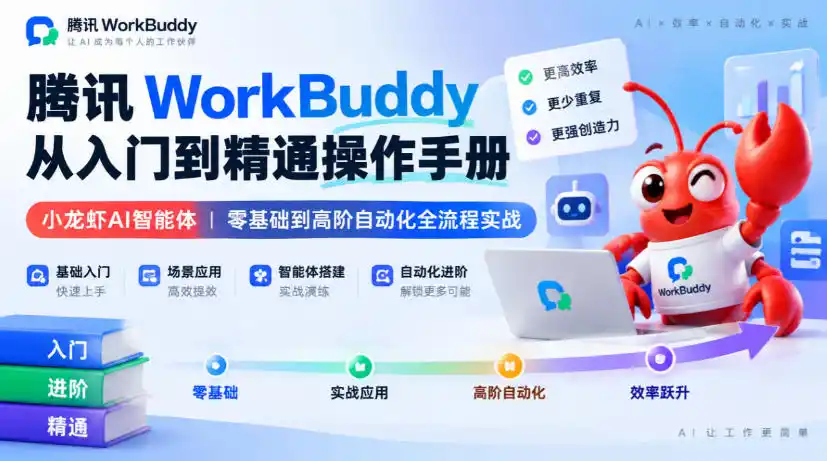 腾讯WorkBuddy从入门到精通操作手册|小龙虾AI智能体,零基础到高阶自动化全流程实战【文档】