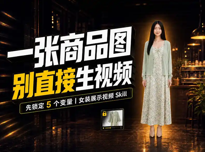 女装AI视频总翻车?问题不在提示词,女装展示视频Skill先锁定5个变量!