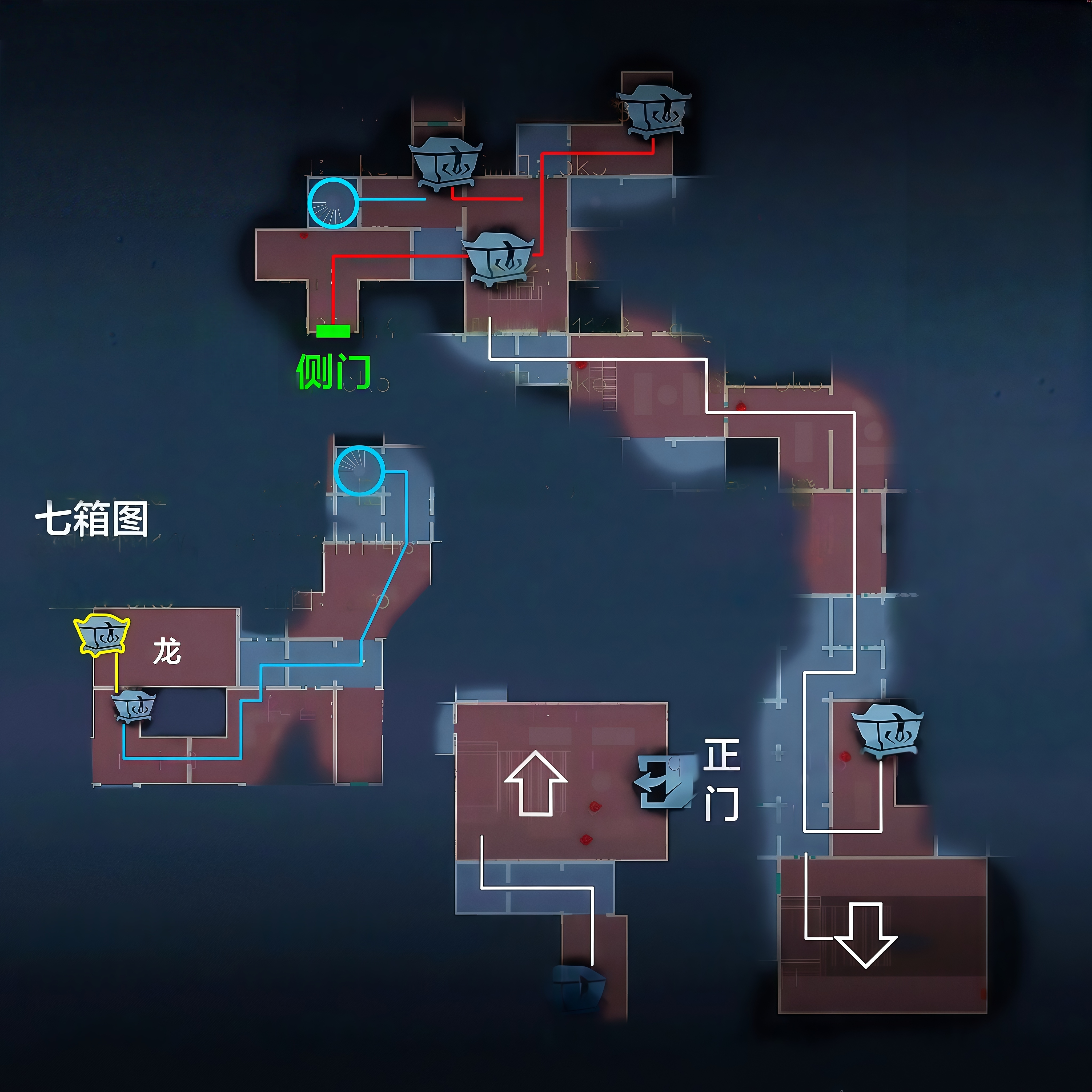 超自然行动组:精绝古城极限┳型地图小抄完整版 下 右路1白 旋梯●