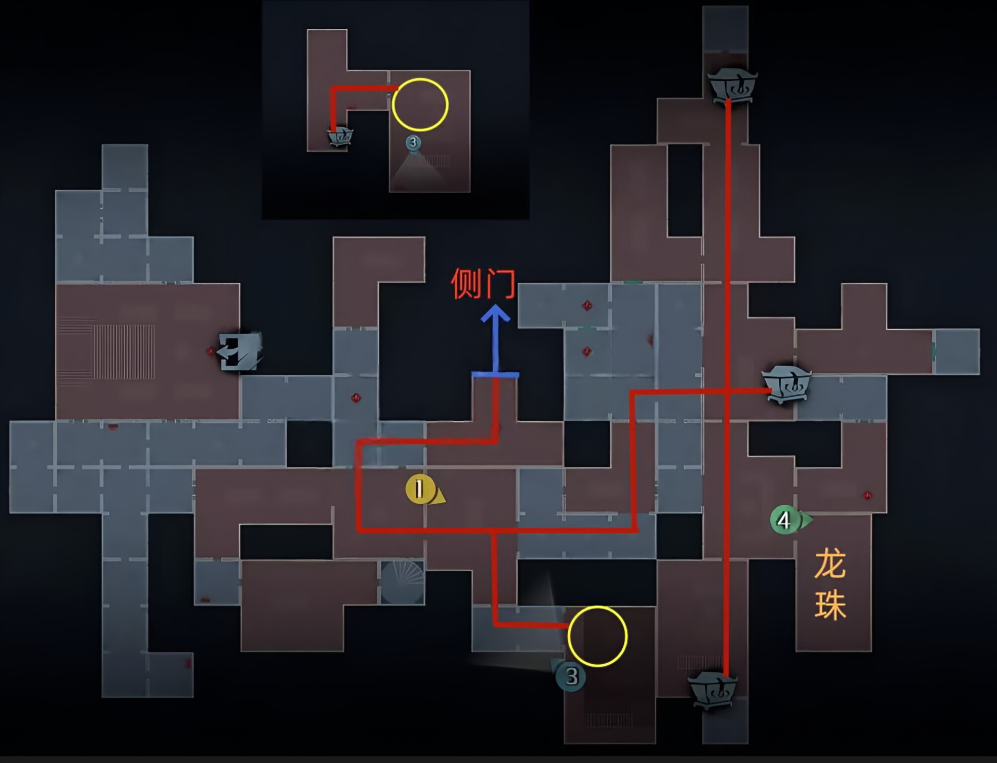 超自然行动组：精绝古城困难┻型地图小抄与路线说明 上 左路白