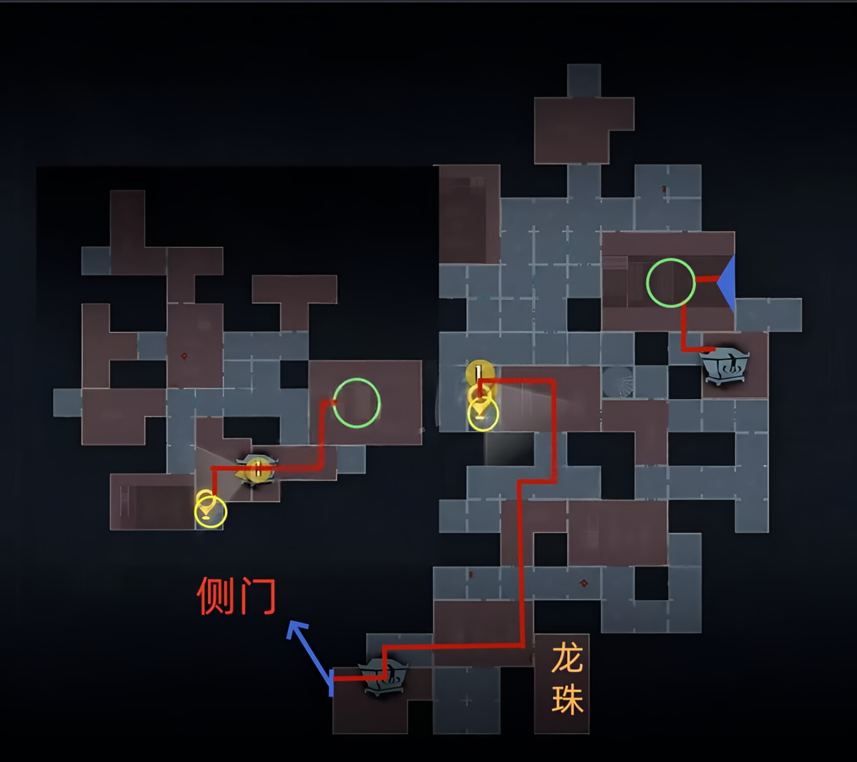 超自然行动组:精绝古城困难┏型地图小抄完整版 左上(胖)有棺 上路2白
